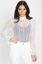 Ruffle Mock Neck Lace Top​