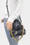 Faux Leather Pleated Chain Bag