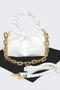 Faux Leather Pleated Chain Bag
