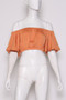 Washed Poly Silk Bubble Sleeve Crop Top