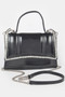 Faux Metallic Leather Top Handle Bag/W Stones