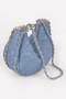 Vegan Denim Leather Chain Crossbody Bag
