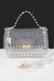 Transparent Metal Studded Top Handle Bag