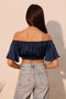Washed Poly Silk Bubble Sleeve Crop Top​​