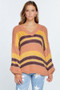 V-Neck Cozy Thick Knit Stripe Pullover Sweater