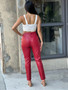 High Waisted Faux Leather Pu Skinny Jeans