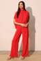 Textured Solid Mock Neck Caftan Jumpsuit​​
