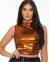 Metallic Mock Neck Crop Top