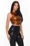 Metallic Mock Neck Crop Top