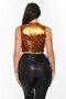 Metallic Mock Neck Crop Top