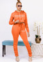 Women'S Solid Color Letter Print Hoodies Ruched Pants Two Piece Tracksuit