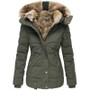 Winter Warm Fur Collar Warm Coat Clothing Women'S Zipper Long-Sleeved Slim-Fit Cotton Pad Clothing Hooded Jacket Coat