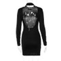 Women'S Spring Long Sleeve Slim Sexy Low Back Bodycon Dress