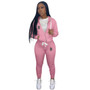 Women'S Autumn And Winter Print Sports Hooded Tracksuit Two-Piece Pants Set