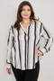 Plus Size Vertical Stripe Button Down Blouse