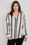 Plus Size Vertical Stripe Button Down Blouse