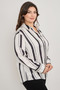 Plus Size Vertical Stripe Button Down Blouse