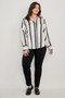 Plus Size Vertical Stripe Button Down Blouse