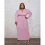 Plus Size Women Lace-Up Top And Pant Two Piece Set