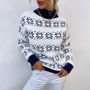 Women Mock Neck Christmas Snowflake Sweater