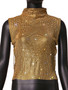 Nightclub Sexy Turtleneck Rhinestone Metal Top Vest