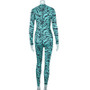 Autumn And Winter Fashion Print Long-Sleeved Tight Fitting Women'S Jumpsuit