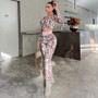 Women'S Winter Letter Print Round Neck Long Sleeve Top High Waist Butt Lift Basic Pants Fashion Two Piece Set