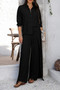 Two Pieces Split Solid Button Down Sets