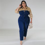 Plus Size Women's Denim Contrast Jumpsuit