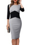 Ladies' Fashion Fall Winter Chic Color Block Bodycon Slim Dress