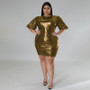 Plus Size Women's Winter Supplies velvet sequin dress