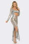 Metallic Sexy Cut Out Maxi Dress