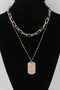 Double Layered Tag Chain Necklace