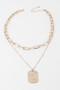 Double Layered Tag Chain Necklace