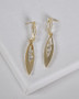 Double Railed Elliptical Shape Drop Earrings With Crystal Accents