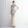 Beaded Mesh Evening Dress Long Formal Party Slim Evening Dress