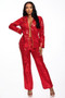 Sequin Collared Two Piece Set