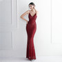 Positioning Floral Sling Evening Sequin Gown Long Formal Party Slim Evening Dress Chic Mermaid Dress