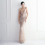 Positioning Floral Sling Evening Sequin Gown Long Formal Party Slim Evening Dress Chic Mermaid Dress