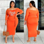 Plus Size Women Off Shoulder Solid Tie Dress