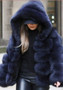 Women Faux Fox Fur With Hood Long Sleeve Jacket