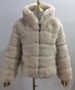 Women Faux Fox Fur With Hood Long Sleeve Jacket