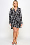 Plus Size Long Sleeve Plaid Side Tie Dress​