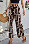 Geometric Color Block A Line Wide Leg Loose Pants