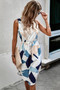 Floral Print V Neck Half Button Midi Elegant Dress
