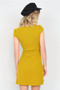 Mustard Ribbed V-Neck Cap Sleeve Mini Solid Casual Dress