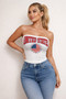 Patriotic Usa Graphic Strapless Stretch Tube Top