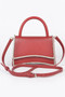 Faux Leather Top Handle Flap Bag W/Rhinestone