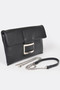 Metallic Faux Leather Metal Buckle Clutch
