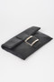 Metallic Faux Leather Metal Buckle Clutch